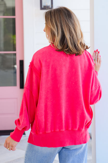 Long Sleeve Button Up Top With Reverse Seam