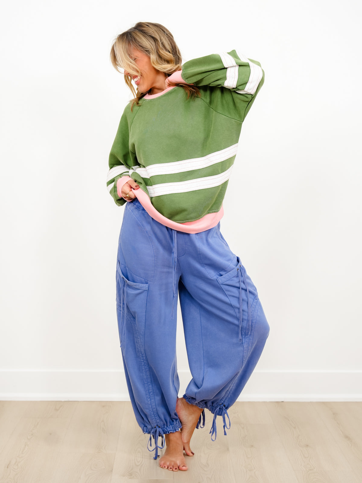 Mineral Wash Terry Elastic Waist Balloon Pants - Freckled Poppy