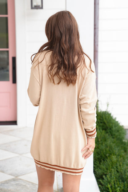 Plus/Reg Long Sleeve Cardigan with Chenille Pumpkins