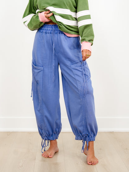 Mineral Wash Terry Elastic Waist Balloon Pants - Freckled Poppy