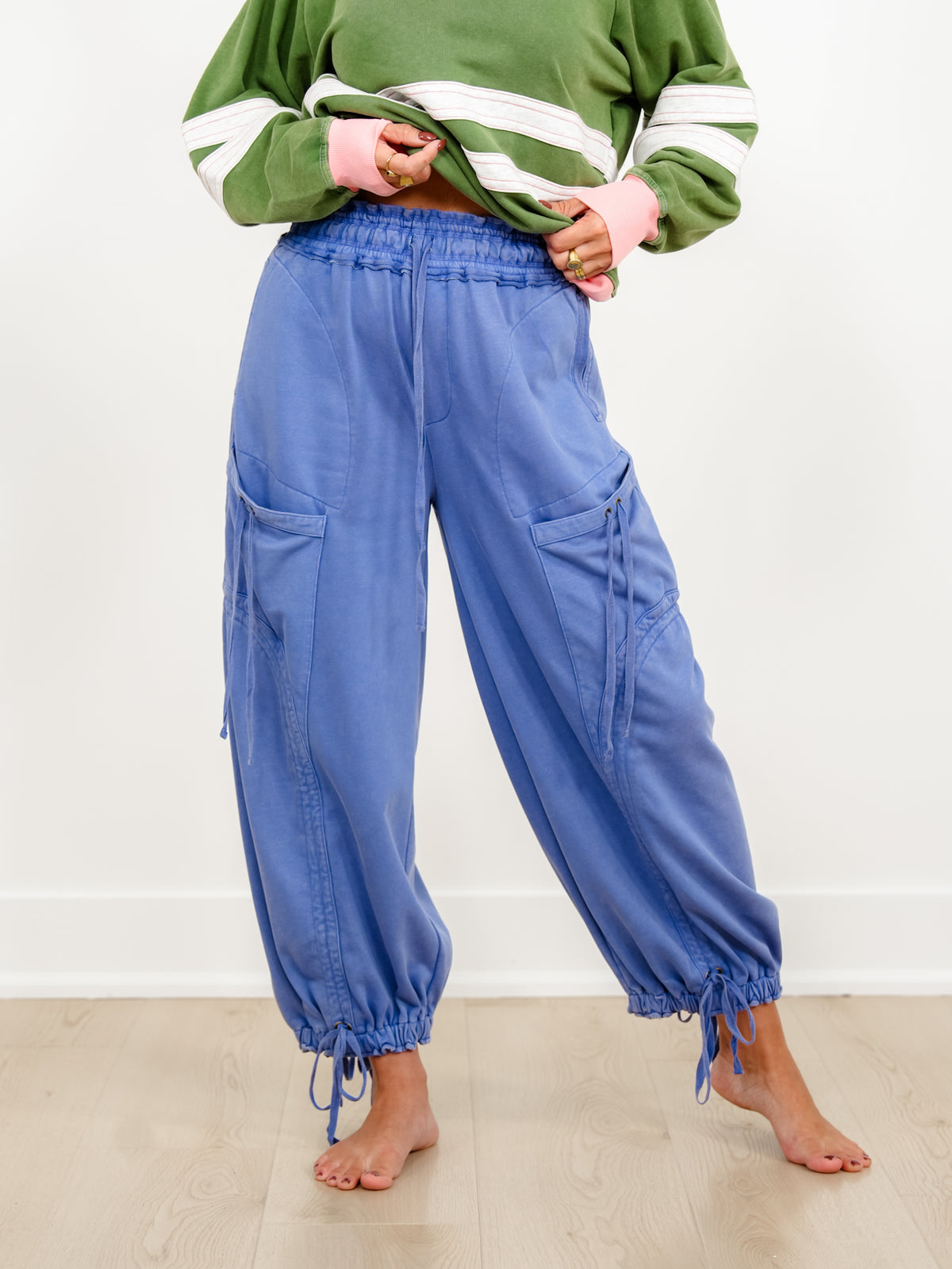 Mineral Wash Terry Elastic Waist Balloon Pants - Freckled Poppy