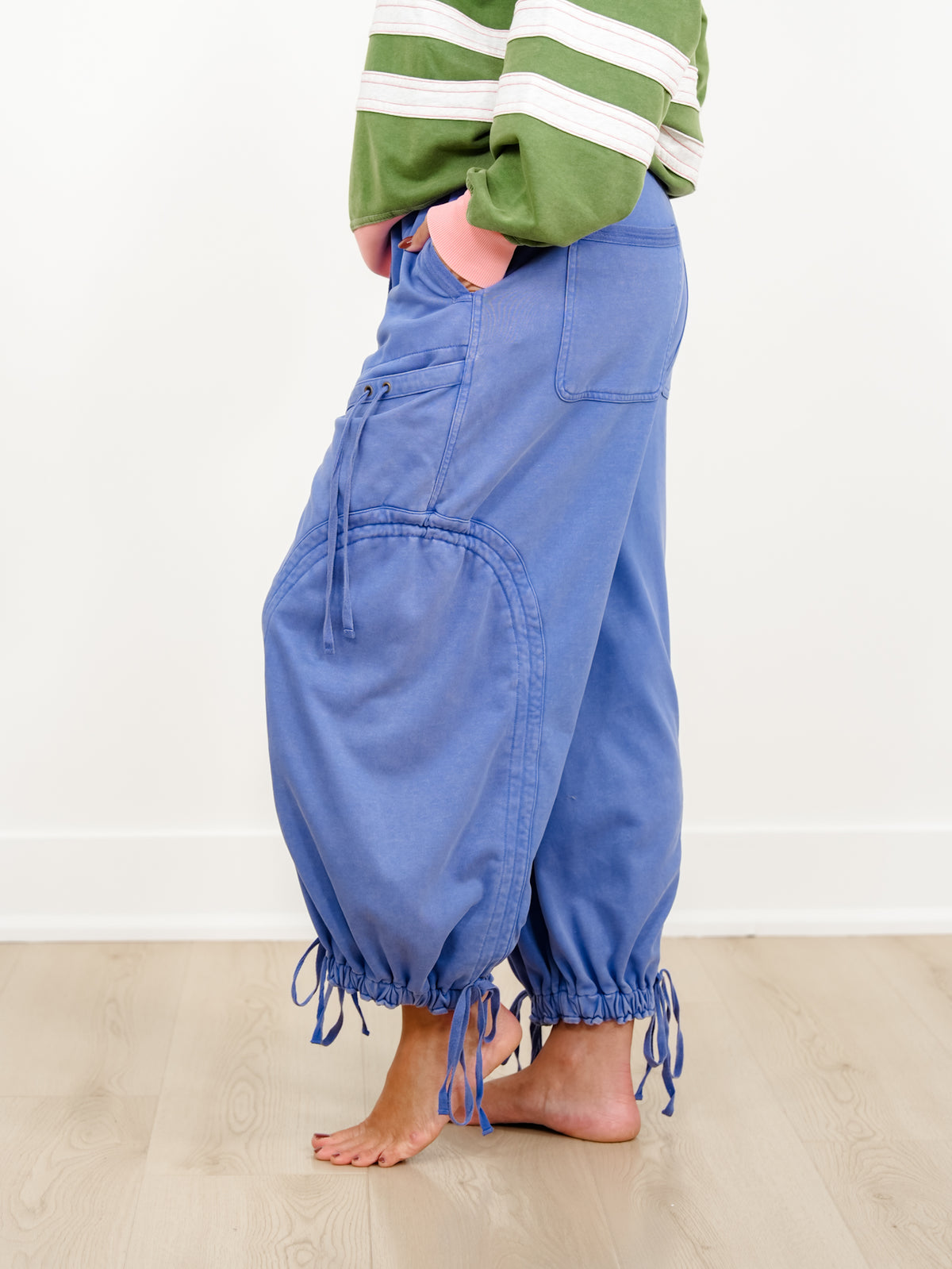 Mineral Wash Terry Elastic Waist Balloon Pants - Freckled Poppy