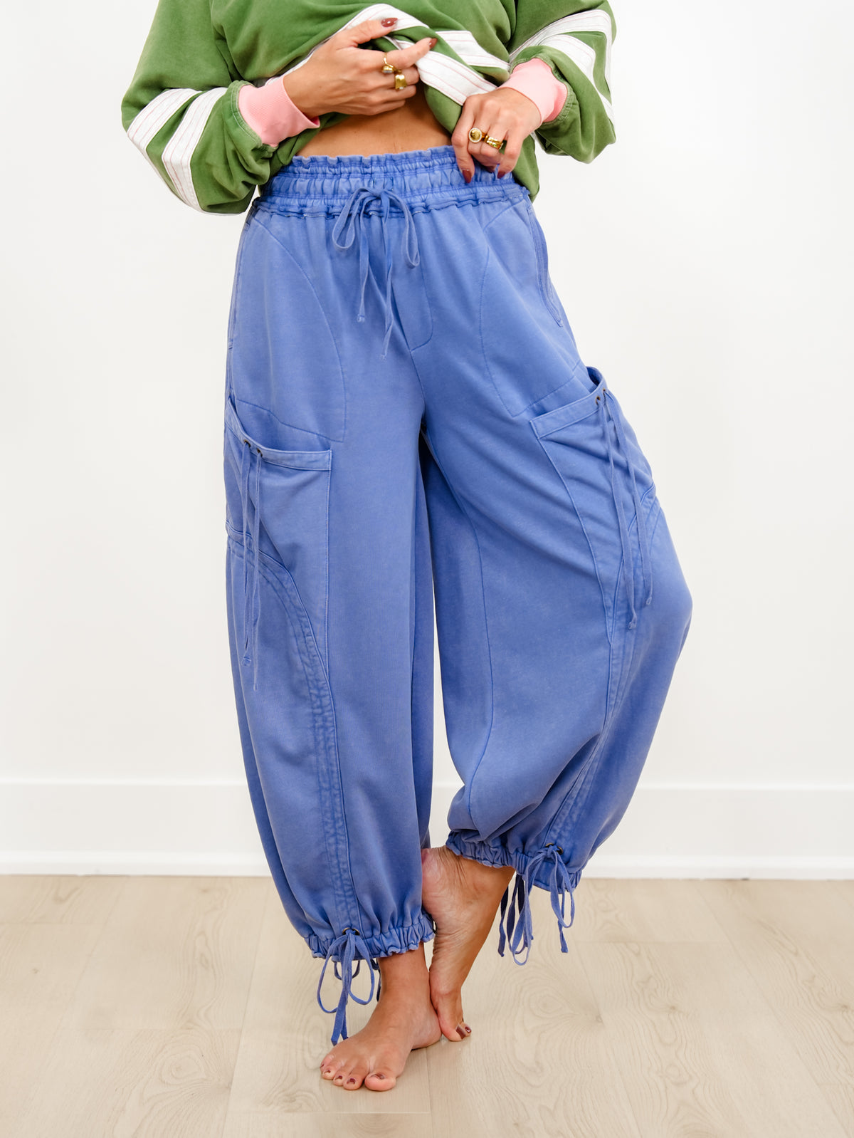 Mineral Wash Terry Elastic Waist Balloon Pants - Freckled Poppy
