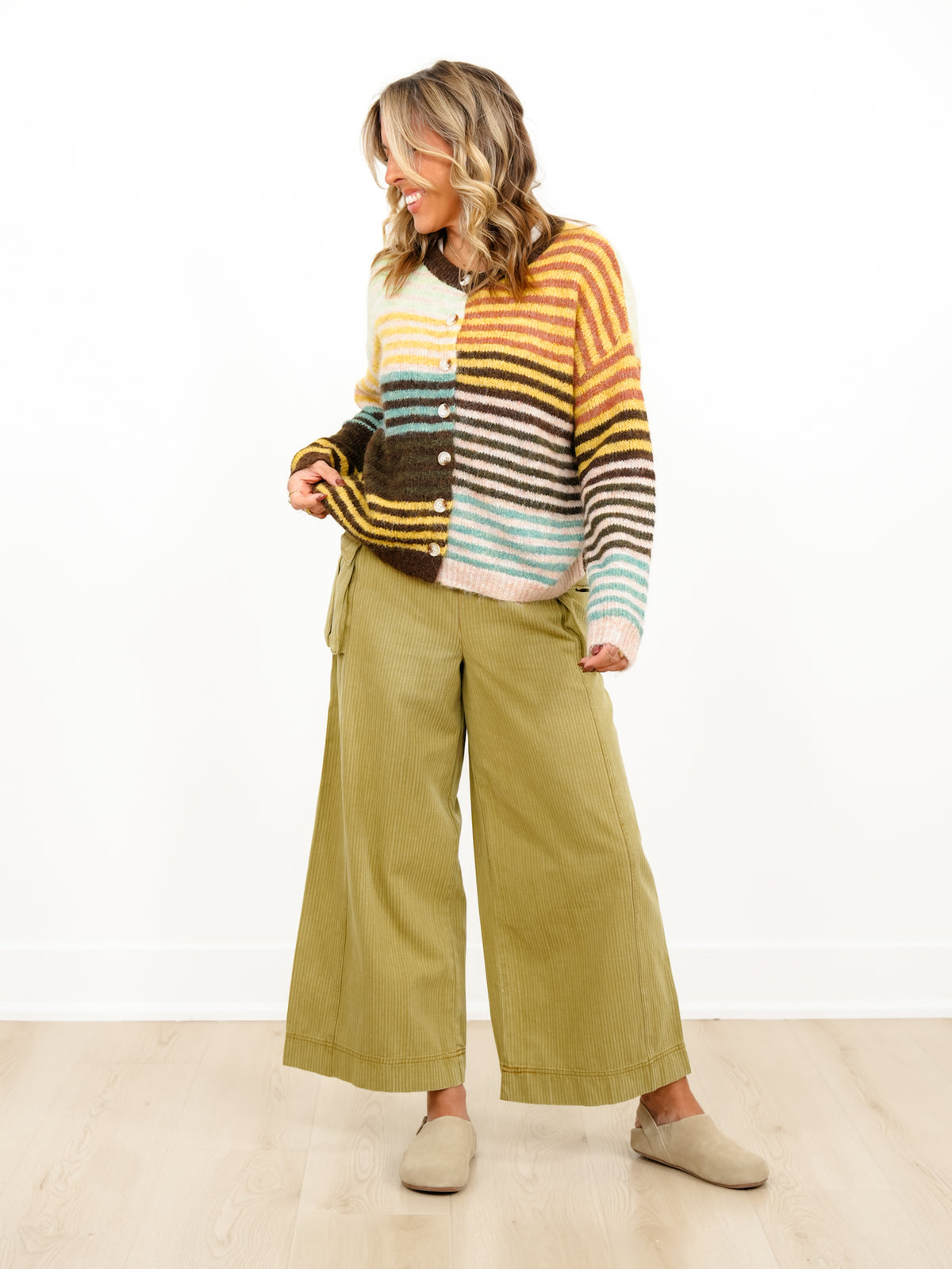 Mineral Washed Pinstripe Relaxed Fit Pants