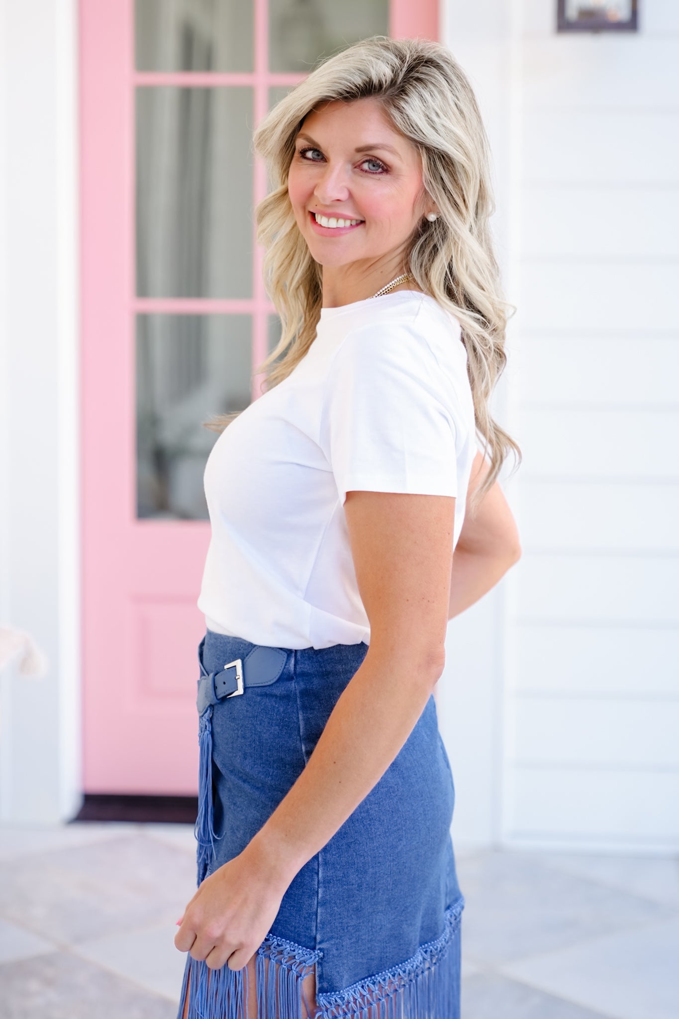 Cowboy Boot Embroidered Knit Short Sleeve Top
