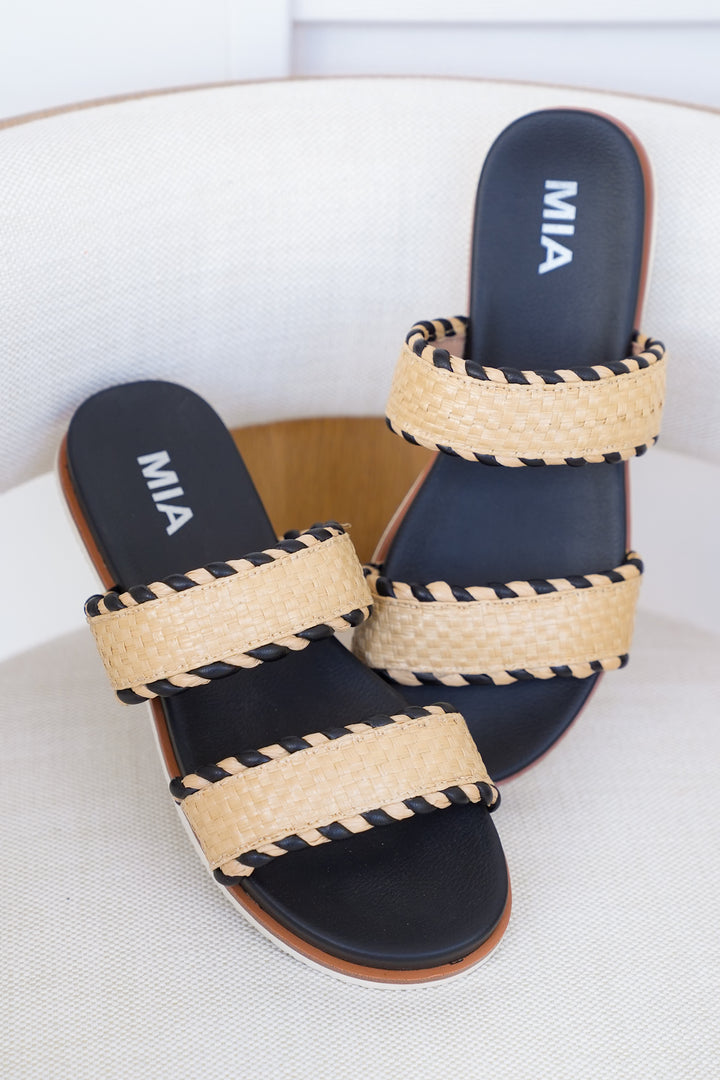 MIA Braided Double Strap Woven Slide Sandal