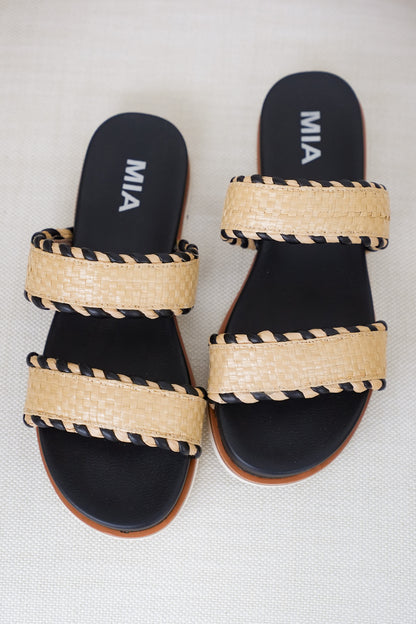 MIA Braided Double Strap Woven Slide Sandal