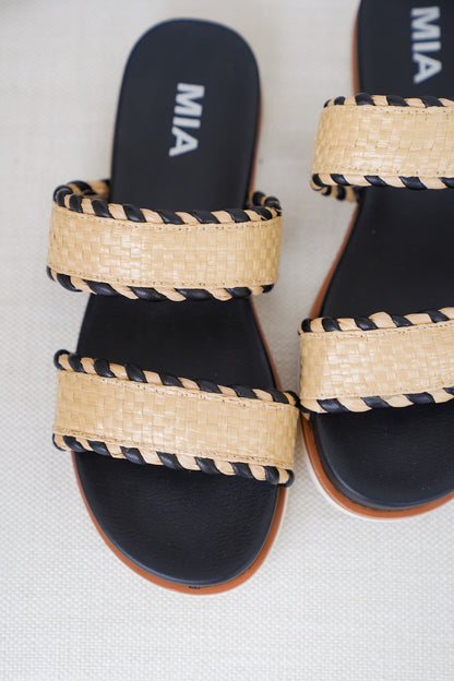 MIA Braided Double Strap Woven Slide Sandal