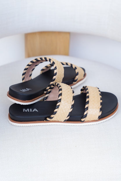 MIA Braided Double Strap Woven Slide Sandal
