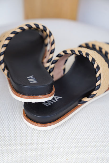 MIA Braided Double Strap Woven Slide Sandal