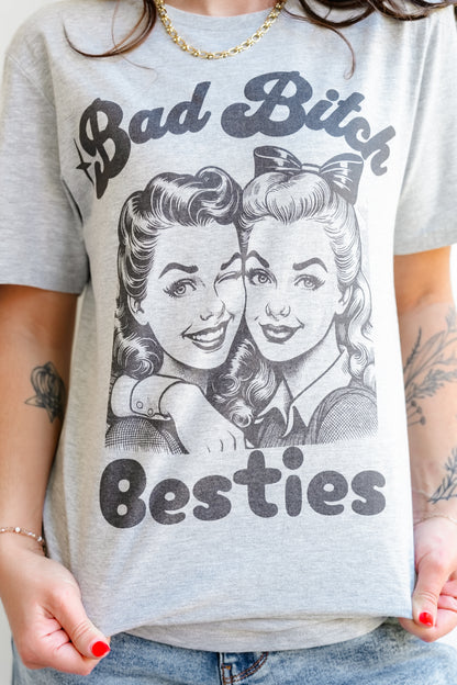 Plus/Reg Short Sleeve "Bad Bitch Besties" Graphic Tee