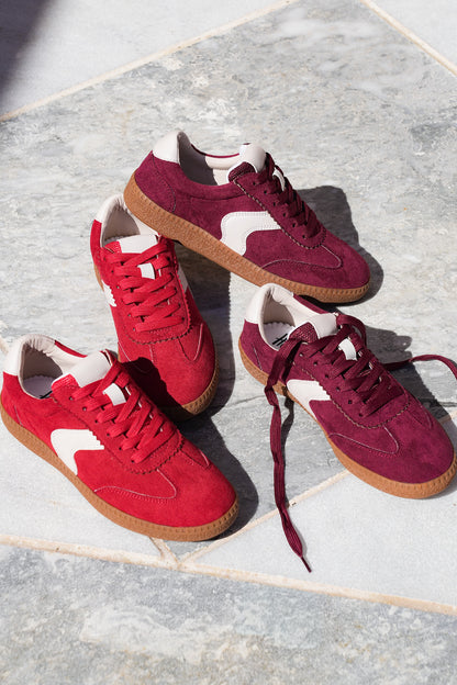 Corky's "Spoiler Alert" Retro Vegan Suede Lace Up Sneakers with Contrast Detail