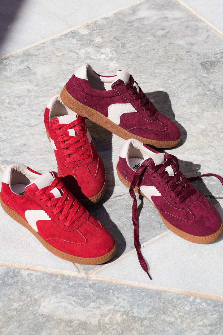 Corky's "Spoiler Alert" Retro Vegan Suede Lace Up Sneakers with Contrast Detail