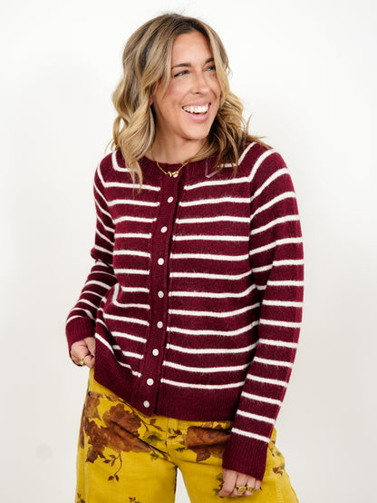 Stripe Long Sleeve Button Down Cardigan