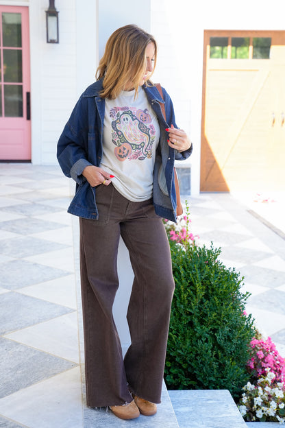 Plus/Reg Short Sleeve Ghostie Fall Pumpkin Graphic Tee