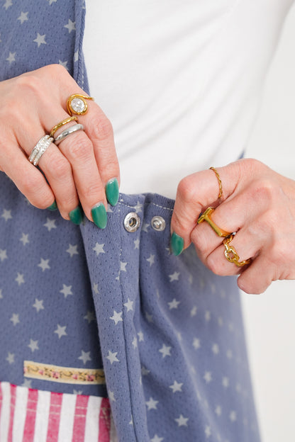POL Stars & Stripe Print Sleeveless Jogger Overalls