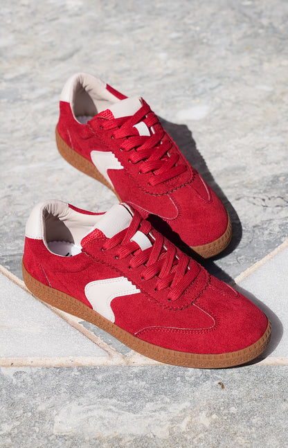 Corky's "Spoiler Alert" Retro Vegan Suede Lace Up Sneakers with Contrast Detail