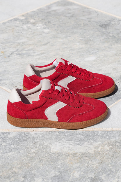 Corky's "Spoiler Alert" Retro Vegan Suede Lace Up Sneakers with Contrast Detail