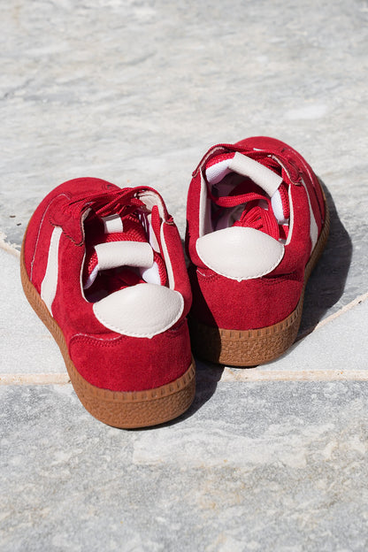 Corky's "Spoiler Alert" Retro Vegan Suede Lace Up Sneakers with Contrast Detail