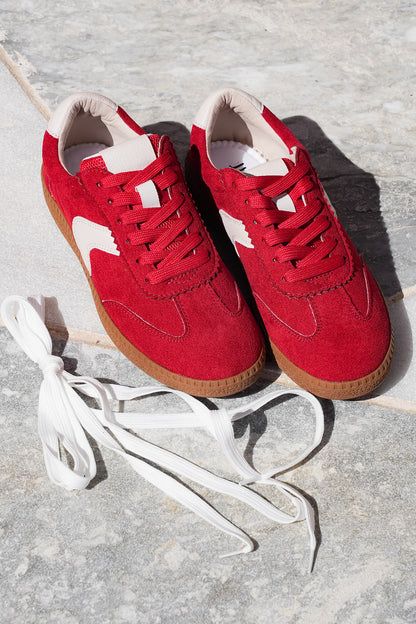 Corky's "Spoiler Alert" Retro Vegan Suede Lace Up Sneakers with Contrast Detail