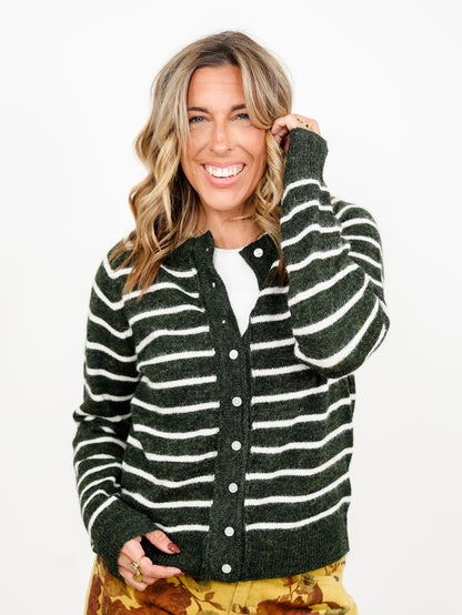 Stripe Long Sleeve Button Down Cardigan