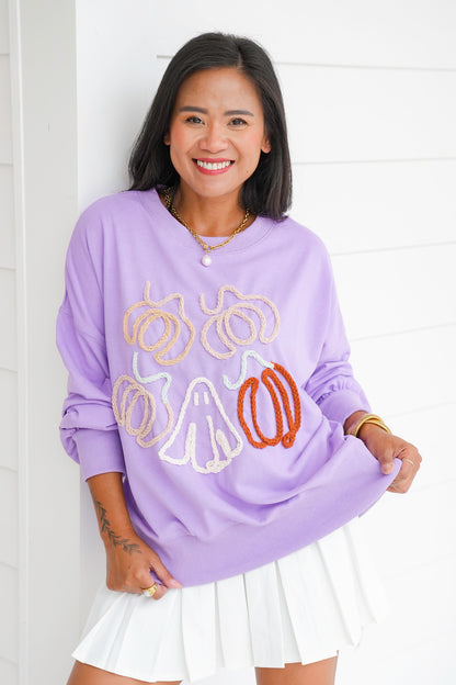 Long Sleeve Halloween Yarn Contour Sweatshirt