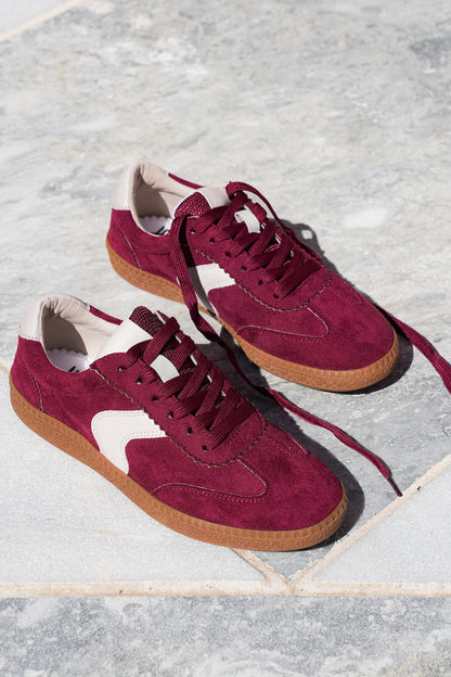 Corky's "Spoiler Alert" Retro Vegan Suede Lace Up Sneakers with Contrast Detail
