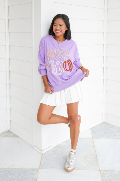 Long Sleeve Halloween Yarn Contour Sweatshirt