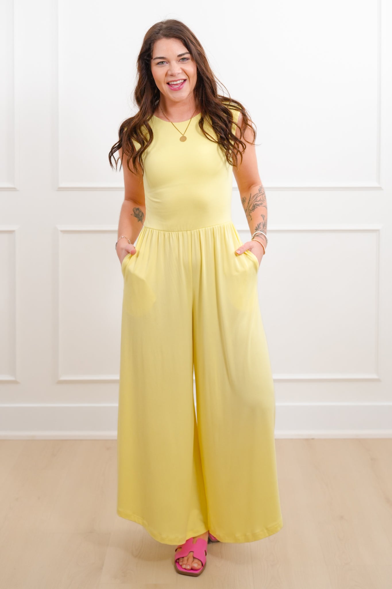 Knit Sleeveless Open Back Wide Leg Jumpsuit