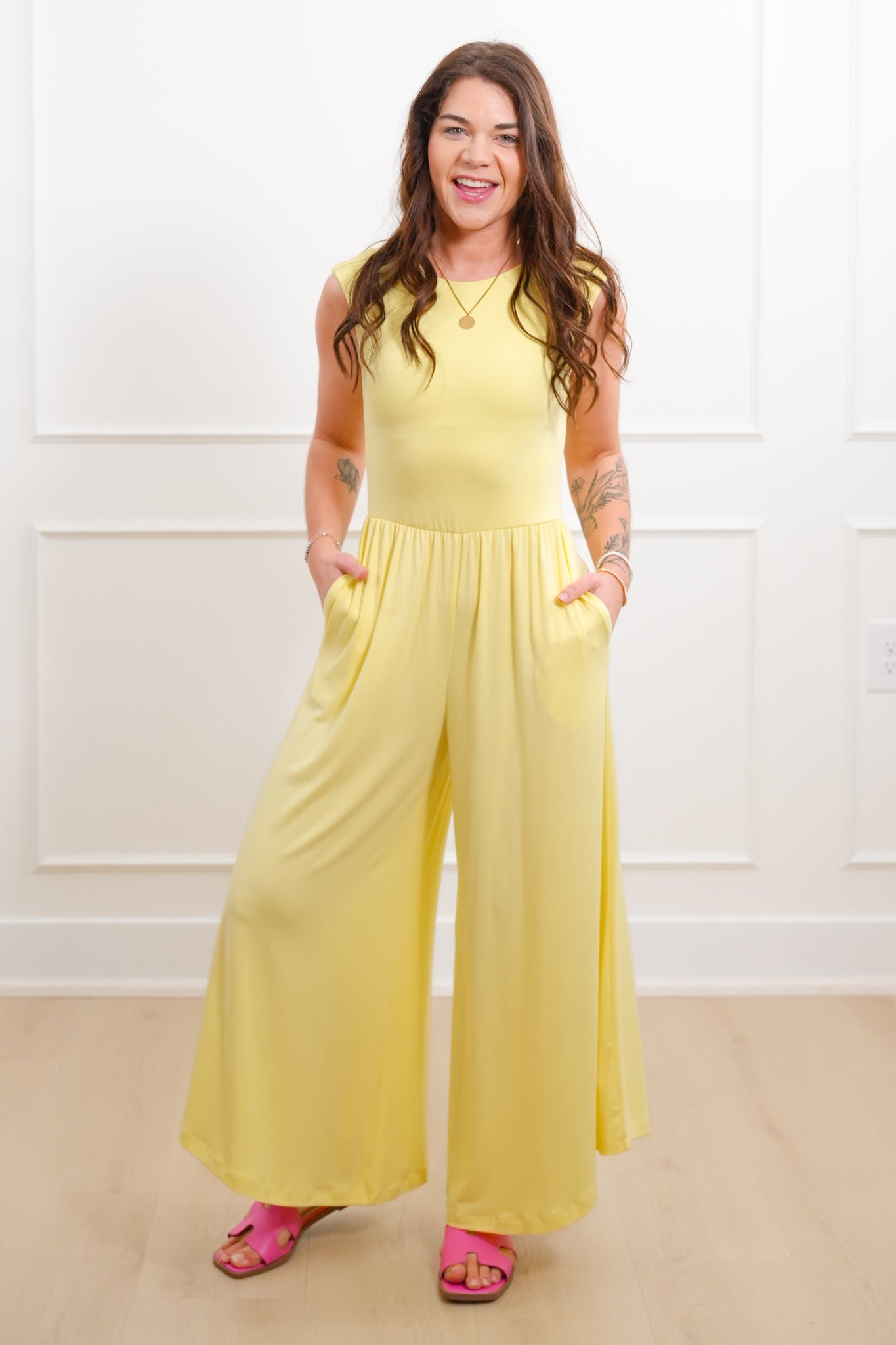 Knit Sleeveless Open Back Wide Leg Jumpsuit