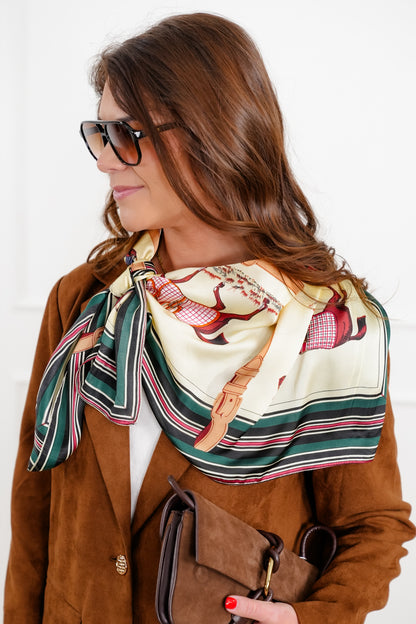 German Fuentes Horse Pattern Medium Scarf