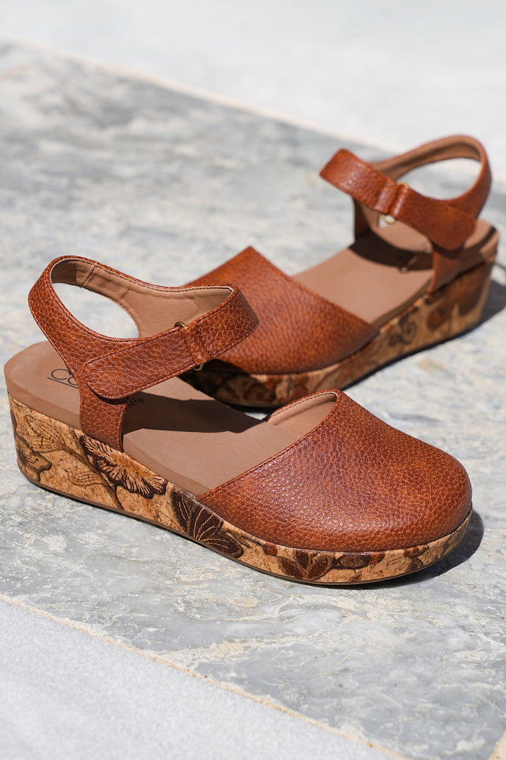 Corky's "All In" Floral Cork Heel Wedge Sandals
