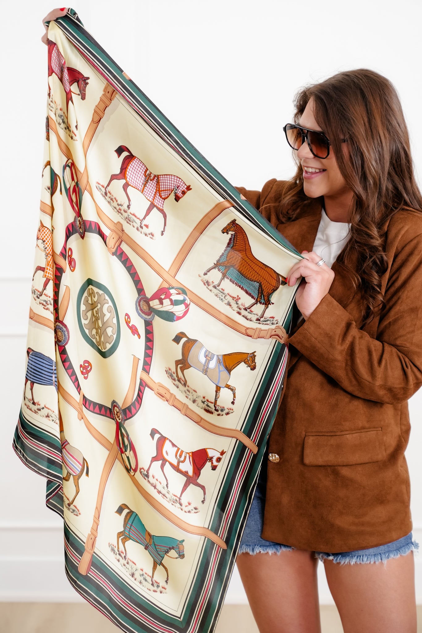 German Fuentes Horse Pattern Medium Scarf