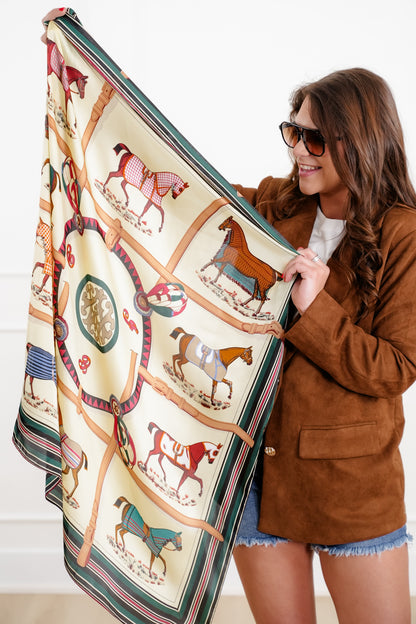 German Fuentes Horse Pattern Medium Scarf
