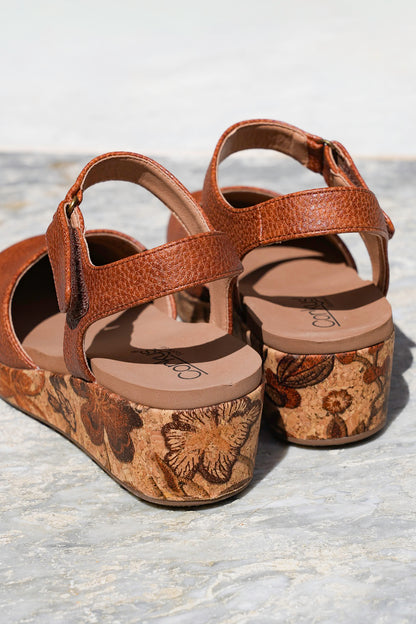 Corky's "All In" Floral Cork Heel Wedge Sandals