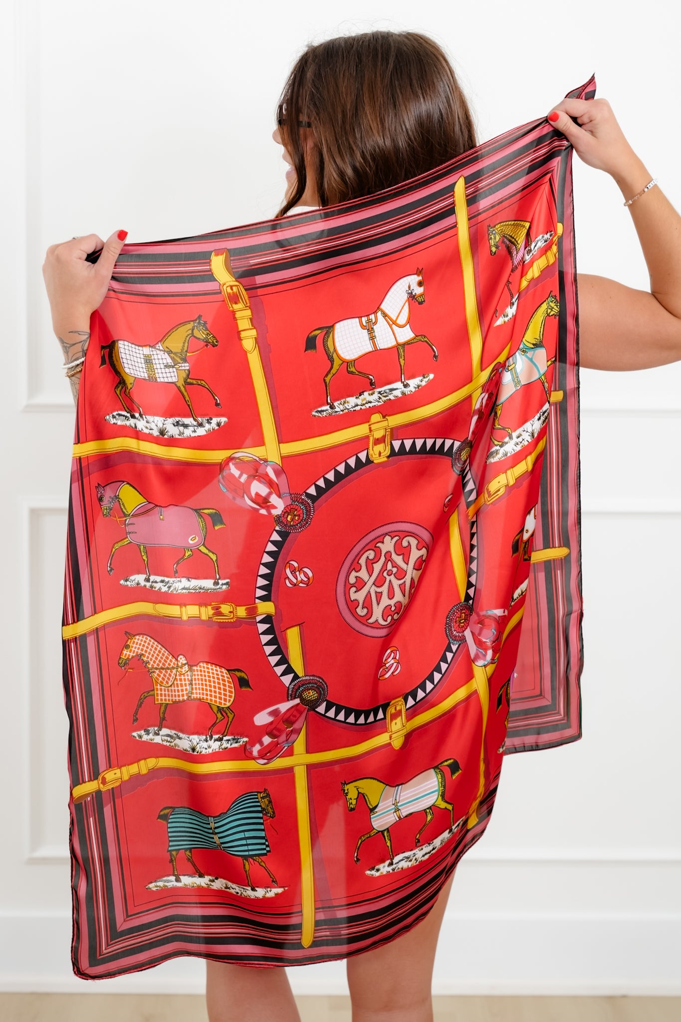 German Fuentes Horse Pattern Medium Scarf