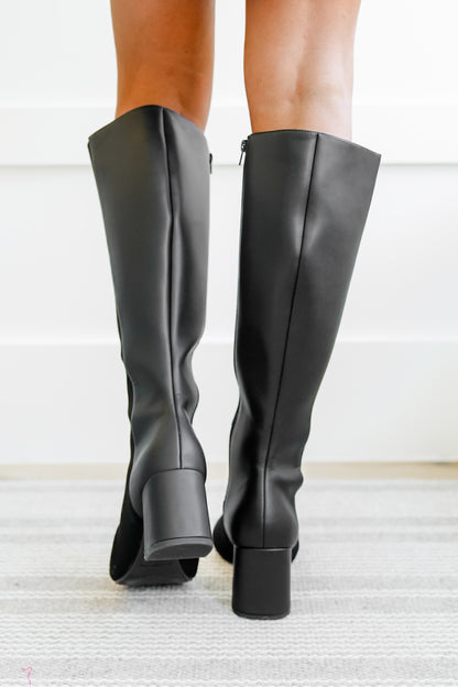 MIA Vegan Leather Knee High Boot with Elastic Panel