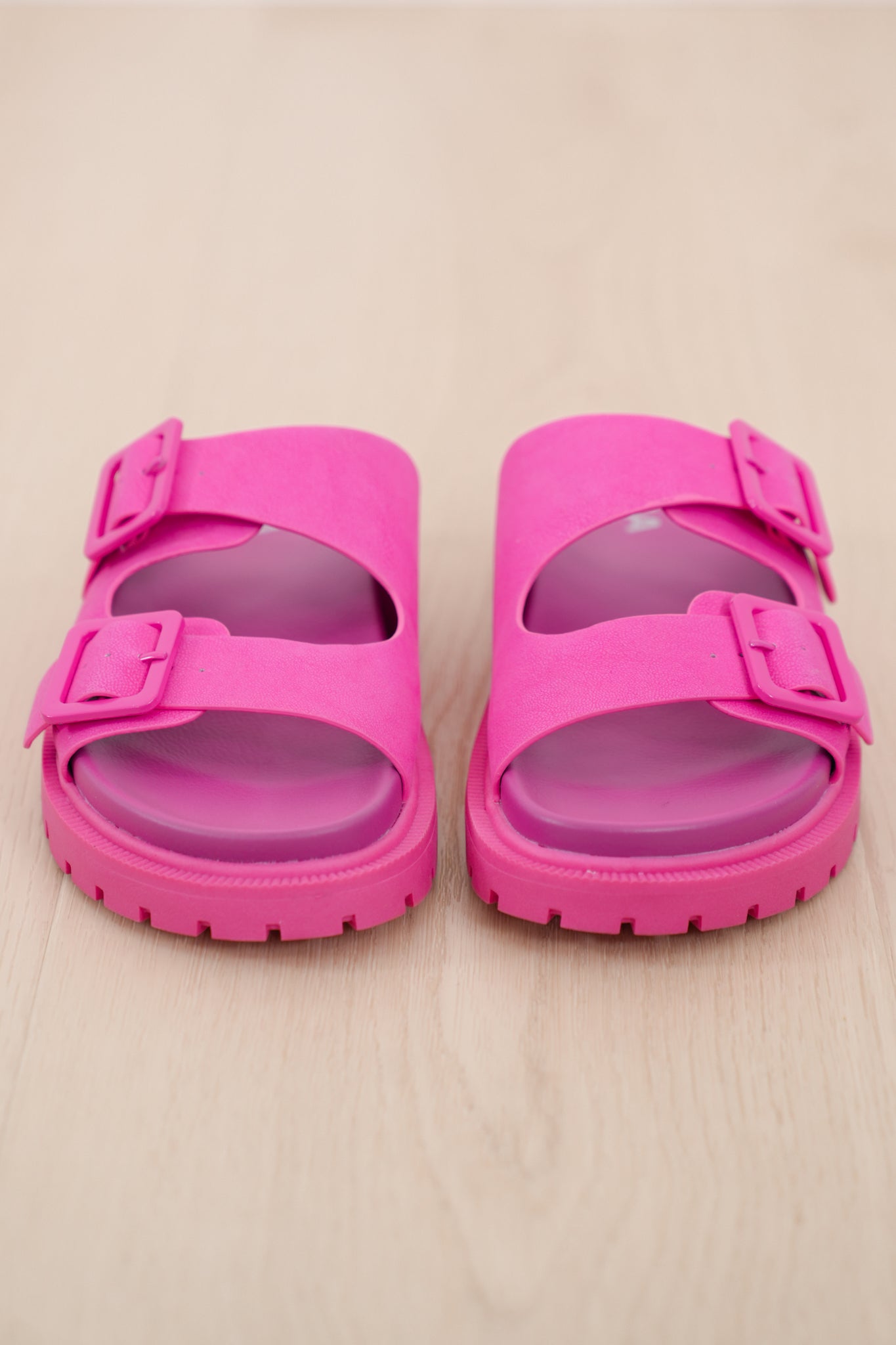 MIA Vegan Leather Platform Double Buckle Slide Sandal