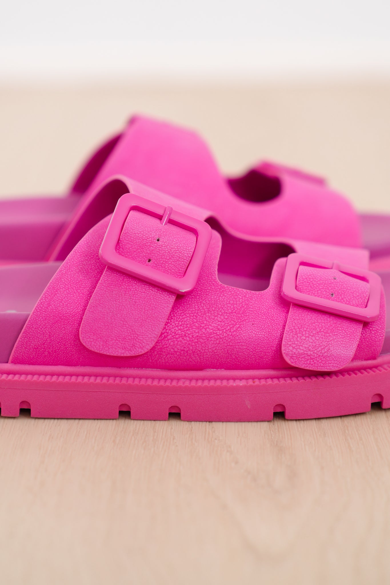 MIA Vegan Leather Platform Double Buckle Slide Sandal