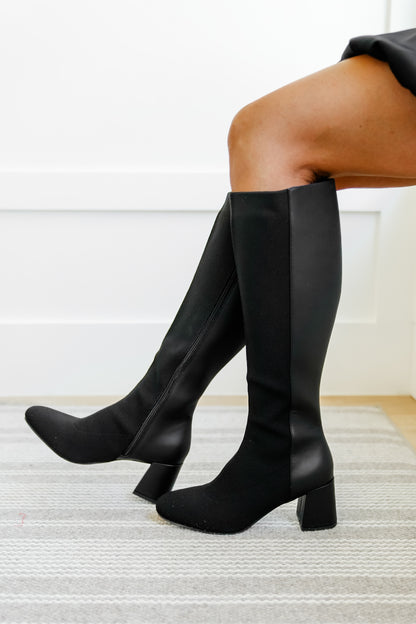 MIA Vegan Leather Knee High Boot with Elastic Panel