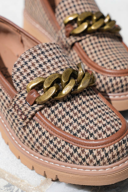 Corky's "Not Literally" Patterned Loafer with Chunky Chain