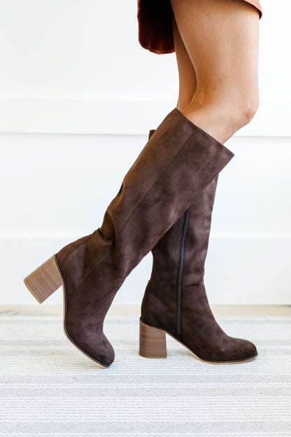 MIA Vegan Suede Tall Boot with Block Heel