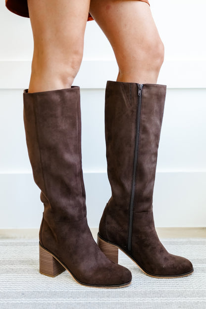 MIA Vegan Suede Tall Boot with Block Heel