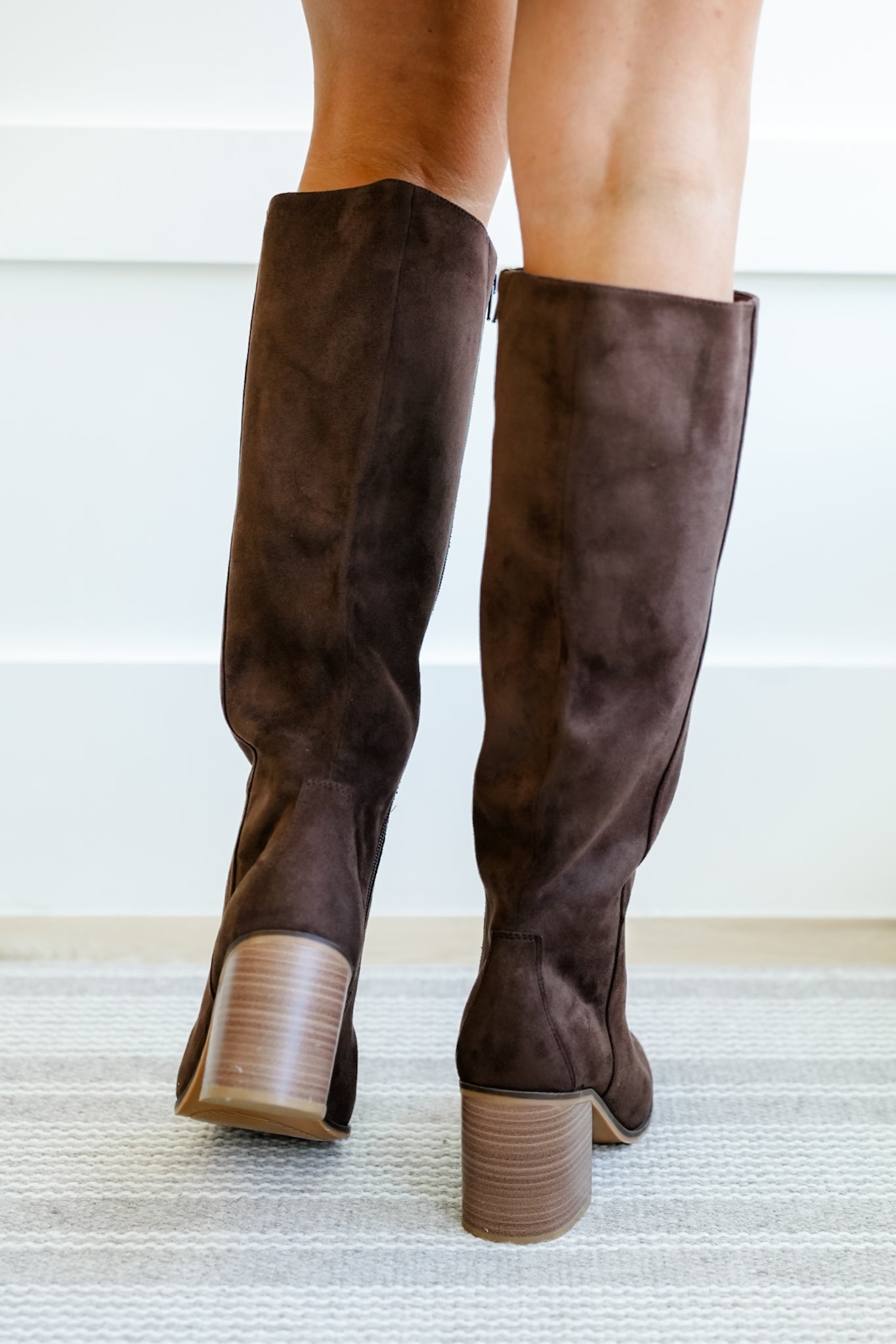 MIA Vegan Suede Tall Boot with Block Heel