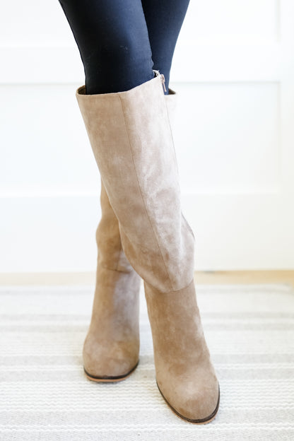 MIA Vegan Suede Tall Boot with Block Heel