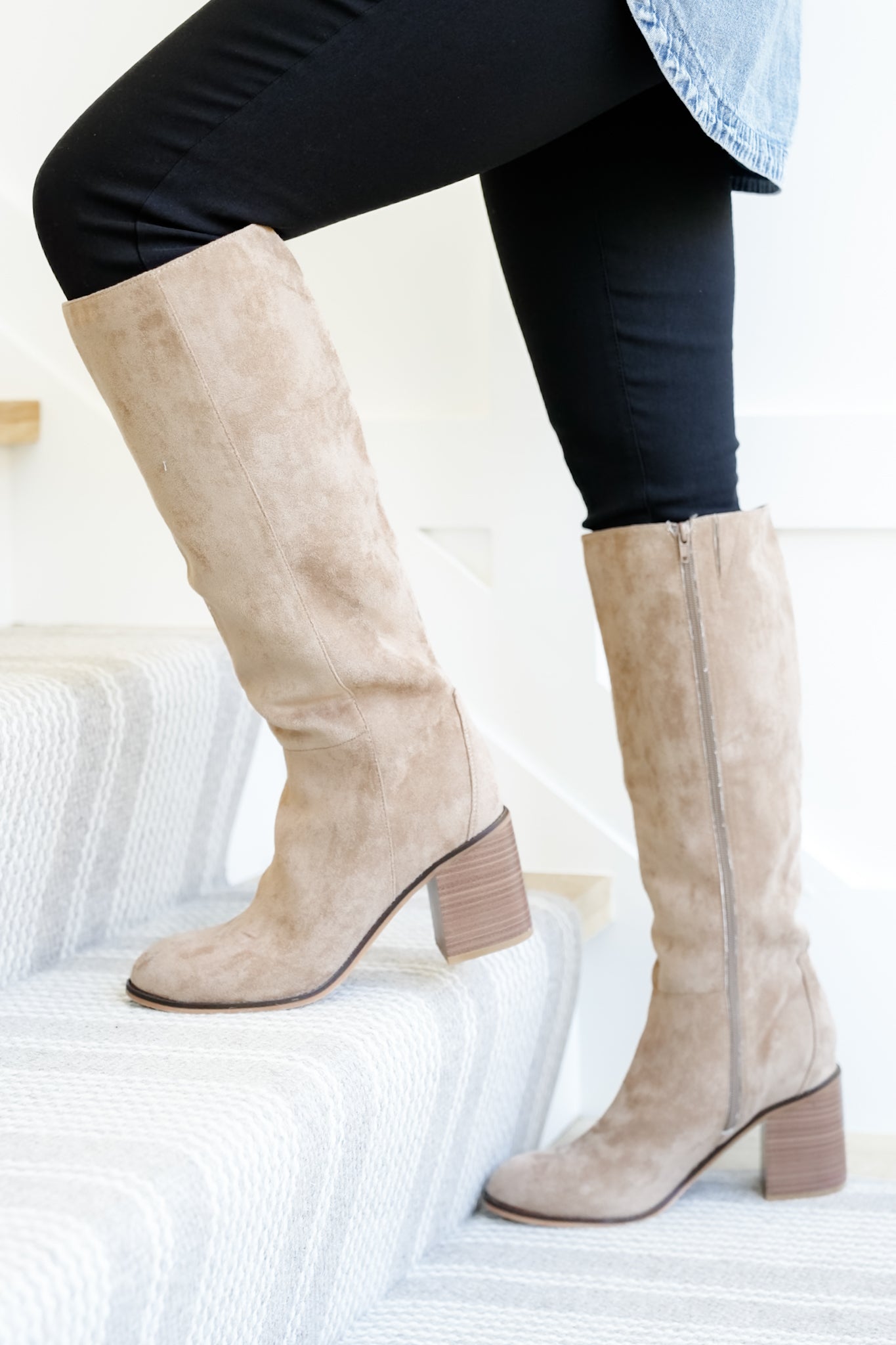 MIA Vegan Suede Tall Boot with Block Heel