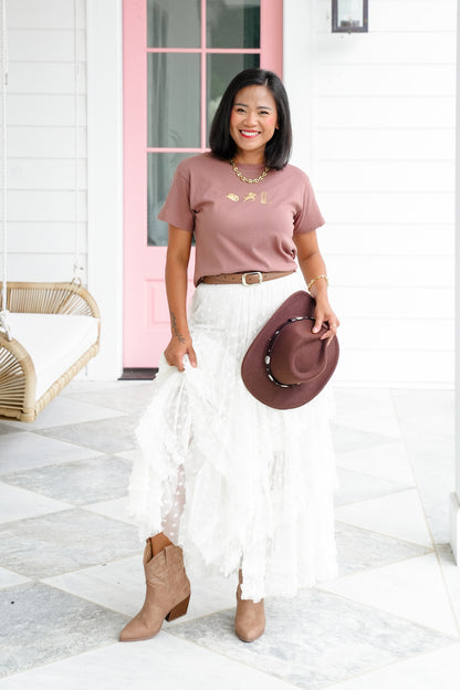 Short Sleeve Western Trio Graphic Crop Tee