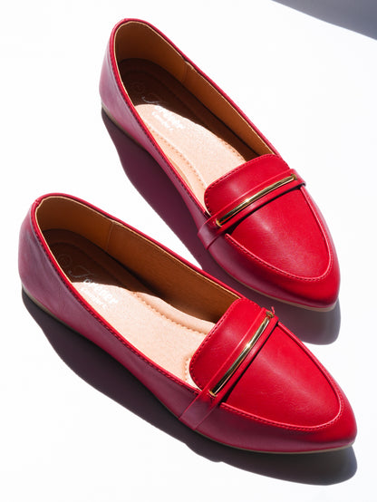 Vegan Leather Pointed Toe Loafer Flat
