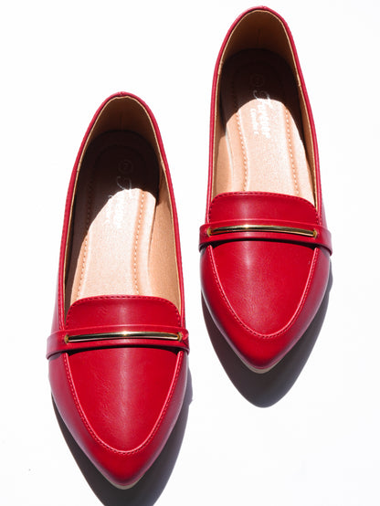 Vegan Leather Pointed Toe Loafer Flat