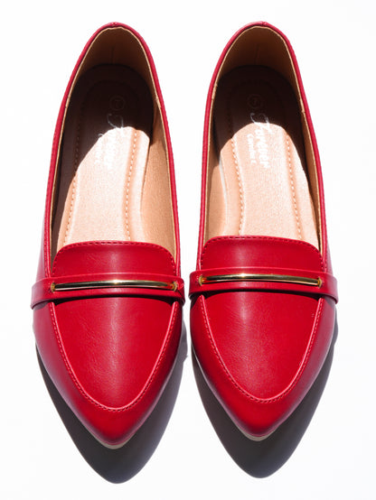 Vegan Leather Pointed Toe Loafer Flat